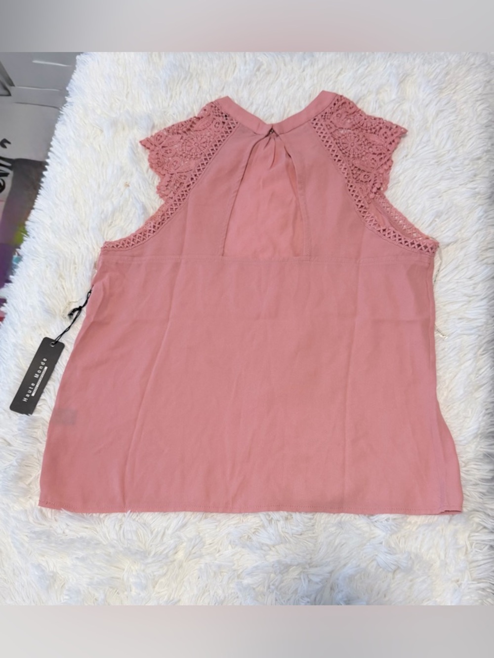 Haute Monde Dusty Rose Crochet Yoke Sleeveless Camisole